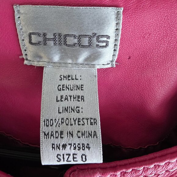 Chico's Women's Pink Leather Jacket Size 0 - Picture 2 of 3